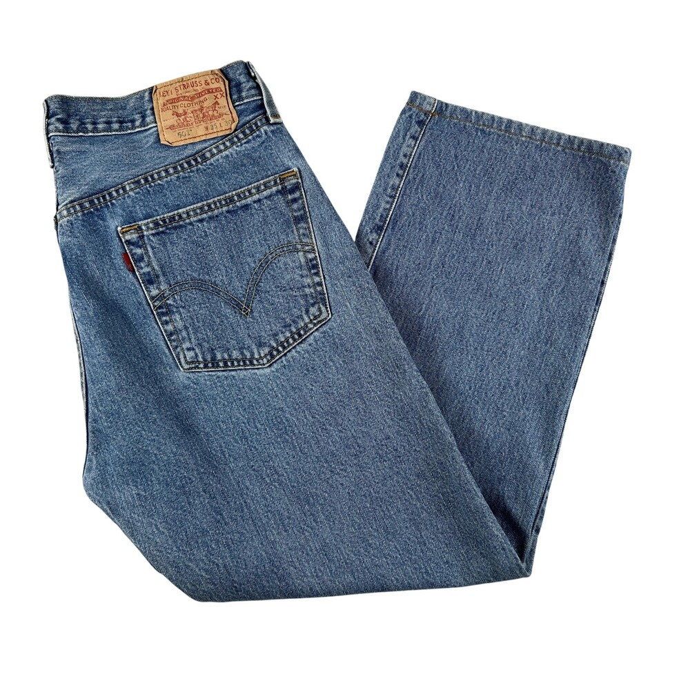 Vintage Levis 501 Jeans Mens 35x28 Medium Wash Denim Regular Straight Button Fly